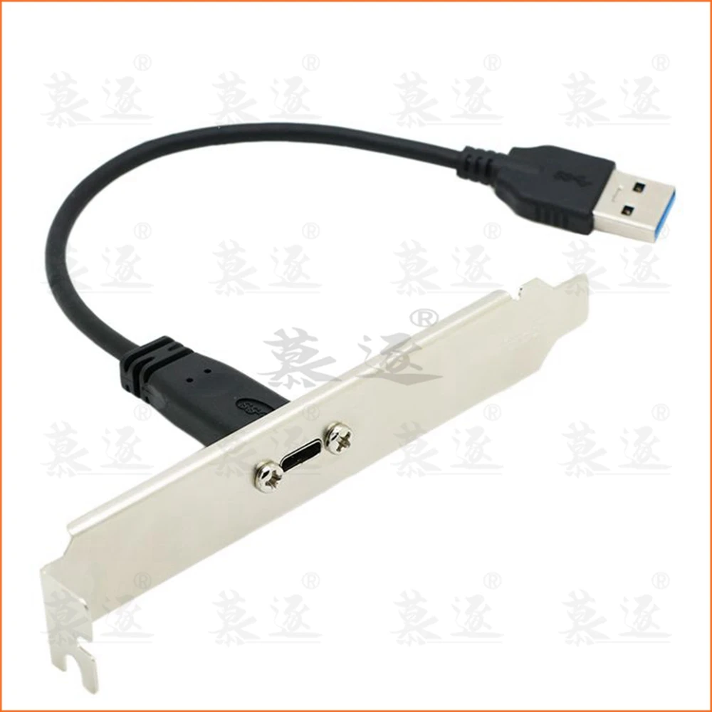 0,2 M USB 3.0 A Stecker auf USB 3,1 Typ-C typ c USB-C Weibliche HDD lade daten verbindung kabel 20cm mit Panel Mount Schraube Lo Изображение 0