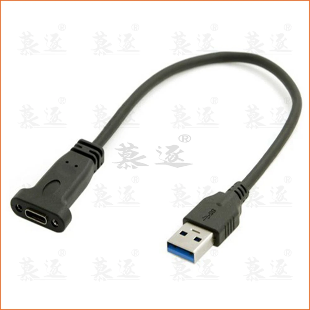 0,2 M USB 3.0 A Stecker auf USB 3,1 Typ-C typ c USB-C Weibliche HDD lade daten verbindung kabel 20cm mit Panel Mount Schraube Lo Изображение 3
