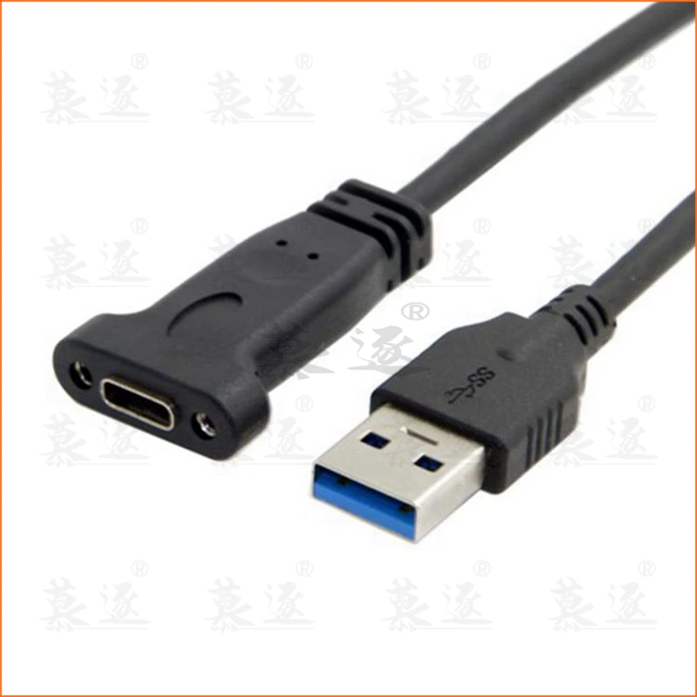 0,2 M USB 3.0 A Stecker auf USB 3,1 Typ-C typ c USB-C Weibliche HDD lade daten verbindung kabel 20cm mit Panel Mount Schraube Lo Изображение 4
