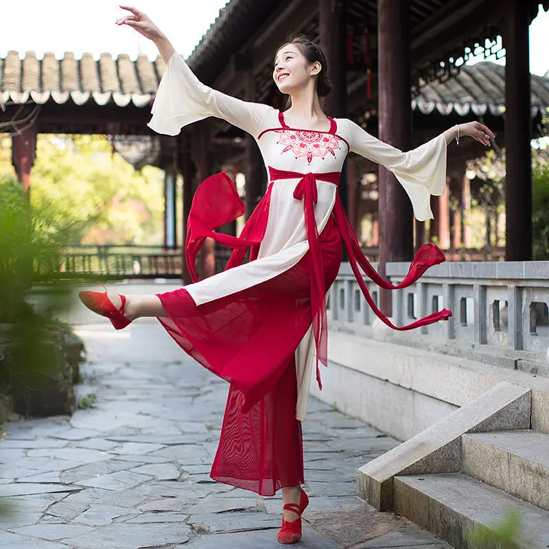2023 ново класическото танцово газово рокля hanfu, китайското танцово тренировъчното рокля, рокля за изказвания, съвременно танцово женствена рокля, костюм g774 Изображение 0