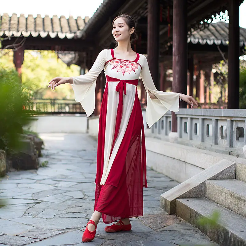 2023 ново класическото танцово газово рокля hanfu, китайското танцово тренировъчното рокля, рокля за изказвания, съвременно танцово женствена рокля, костюм g774 Изображение 1