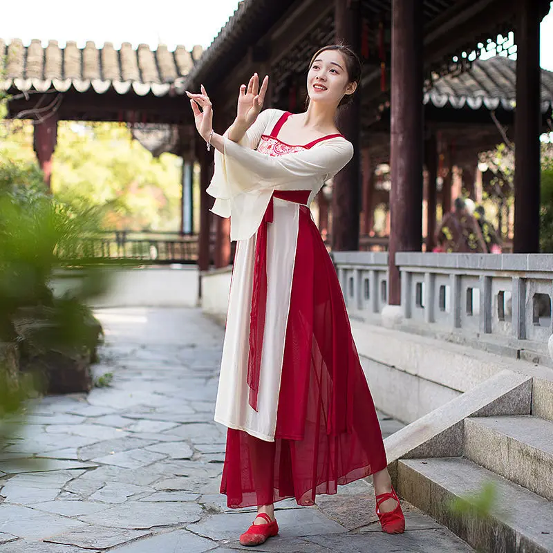 2023 ново класическото танцово газово рокля hanfu, китайското танцово тренировъчното рокля, рокля за изказвания, съвременно танцово женствена рокля, костюм g774 Изображение 2