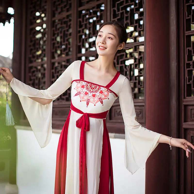 2023 ново класическото танцово газово рокля hanfu, китайското танцово тренировъчното рокля, рокля за изказвания, съвременно танцово женствена рокля, костюм g774 Изображение 5