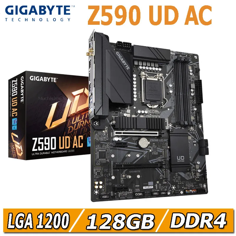 Gigabyte Z590 UD AC дънна Платка LGA 1200 Процесор 11/10 Основната 4DDR4 DIMM 128 GB дънна Платка Intel Z590 PCI-E 4.0 M. 2 SATAlll ATX НОВА Изображение 0
