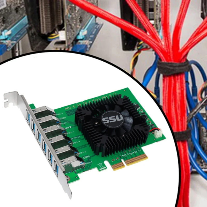 PCIE от 1 до 6 PCI Express X4 Множител 20 gbps Странично Card Адаптер PCI-E от 4X до 16X USB3.0 Странично Удължител За Майнинга Изображение 0
