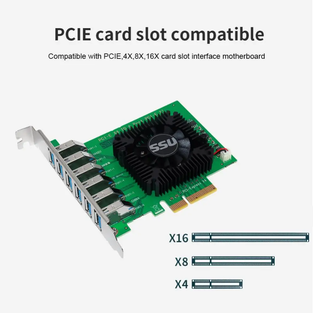 PCIE от 1 до 6 PCI Express X4 Множител 20 gbps Странично Card Адаптер PCI-E от 4X до 16X USB3.0 Странично Удължител За Майнинга Изображение 2