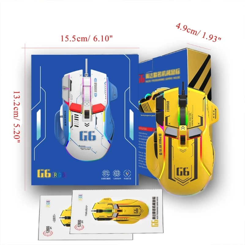 Ергономична Компютърна USB-мишка Y9RF, Жичен Детска Мишка с 10 Програмируеми бутона Изображение 5