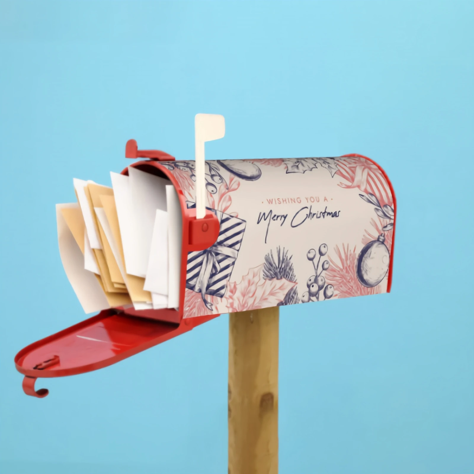 Ретро Коледен Фон Магнитна Капакът На Пощенската Кутия Стандартен Размер Дървена Талпа Дизайн На Корица На Пощенската Кутия Апликация На Декорати Изображение 3