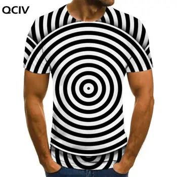 QCIV, Черно-бяла Тениска Мъжка Тениска с виене на свят, Абстрактни Тениски с 3D модел, Забавни тениски, Мъжки Дрехи, лятна Мода