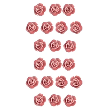 20 Броя Керамични Реколта Цветни Рози Дръжки На Вратите Дръжка Чекмедже Кухня + Винтове (Розов)