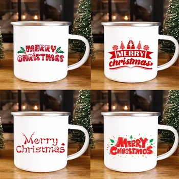Весела Коледа Чаша бял Емайл Чаши за Кафе Дръжка Вино, Какао, сок Чаши Чорапи пълнители за Коледни Подаръци За Деца на един любовник