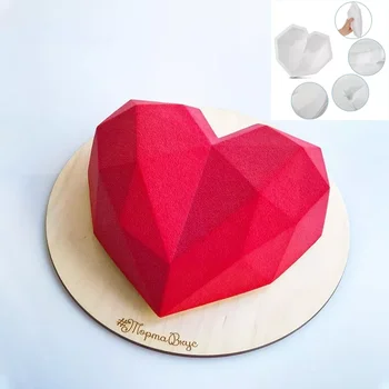 Силикон на качеството на храната, мухъл качество на любовта диаманта 3D форма с десерт де мухъл торти За печене шоколад фондан Рожден Ден