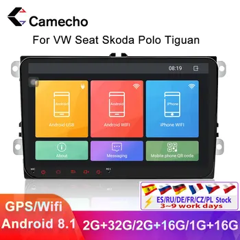 Camecho 2Din Радиото в автомобила Android 8,1 Автомобилен Мултимедиен Плеър Авторадио Bluetooth 2 Din Стерео За VW, Skoda на Volkswagen Polo Golf