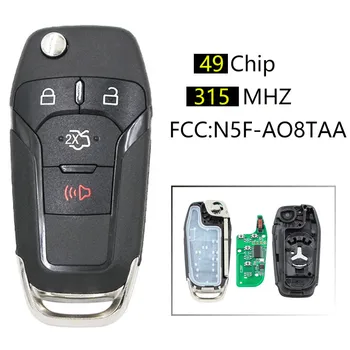 CN018067 Aftermatket 4 бутон Ford Fusion 2013-2015 Флип дистанционно управление без ключ, Ключодържател с 315 Mhz 49 Чип PN Numebr N5F-A08TAA HU101