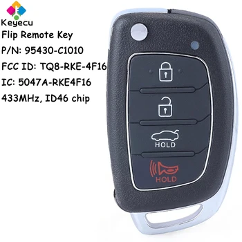 KEYECU Флип дистанционно Управление на Автомобилен Ключ с 4 Бутона 433 Mhz ID46 Чип за Hyundai Sonata 2014 2015 2016 2017 2018 Ключодържател 95430-C1010