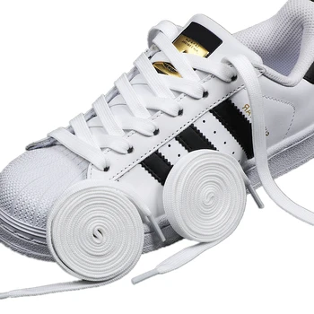 1 Чифт Черни на Бели Връзки за обувки са Плоски Двойни Тъкани мини Шнурове от Полиестер Спортно Ежедневни Бели Обувки Класически Ремък