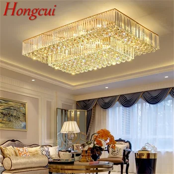 Hongcui Модерен Златен Луксозен Правоъгълник Тавана Лампа LED Творчески Кристална Лампа За Дома, За Декорация