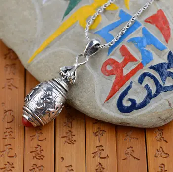 S925 сребърен открит шест думи гаву Ковчег Висулка старинни занаяти Шурангама Мантра
