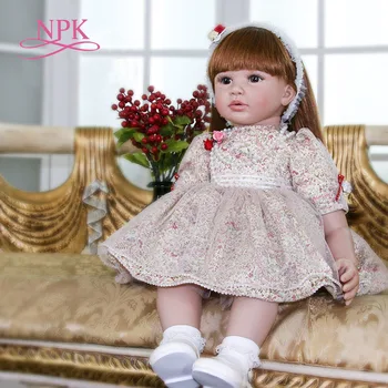 NPK 60 СМ кукла за най-малките момичета Boneca Reborn дете Мека Силиконова кърпа за тяло Реалистична кукла Bebe Преродения