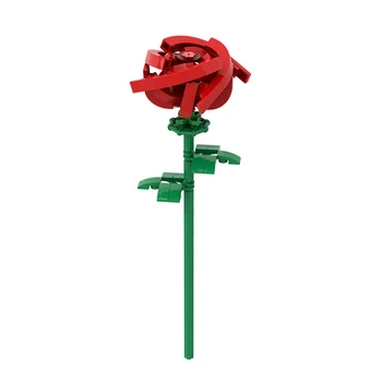 MOC Червена Роза Цветя Кратък Стъблото Тухли Строителни Блокове Съвместими Маркови Вази DIY Модел Монтаж на Строителни Забавни Играчки