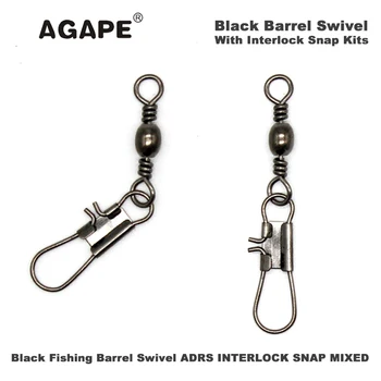 Механизъм за завъртане AGAPE Black Fishing Barrel С Комплекти за ADBS INTERLOCK SNAP MIXED #4 #6 #8 #10 #12 220 бр./лот