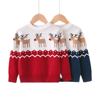 Коледен Топъл Детски Вязаный Пуловер Пуловер за Малки Момичета и Момчета, Детски Коледен Костюм, Подарък Пуловер за Момичета и Момчета от 1 до 6 години