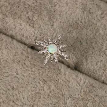 Горещи продажба S925 сребро опал скъпоценен камък, пръстен с диамант Европейски и Американски прост мандарина опал женски пръстен