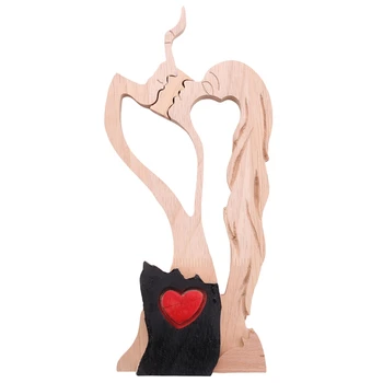 Любовта Е Вечна Дървени Орнаменти Дървена Сърцето Настолна Скулптура Двойка Целующаяся Статуя На Любовта Художествени Орнаменти За Декорация На Дома