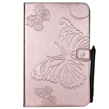 Изкуствена Кожа с шарени Пеперуди За Samsung Galaxy Tab E Калъф 9,6 инча T560 T561 Таблет Защитната Обвивка Поставка Калъф Funda + дръжка