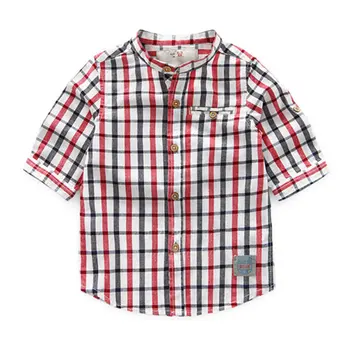 Нови летни ризи за момчета, класически детски ризи в клетка с къс ръкав и къс ръкав, от 2 до 8 години.