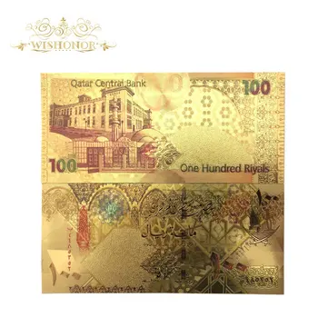 10 бр./лот, Лидер в продажбите на Цветни банкноти на Катар, сто riyals Банкноти от злато 24 К, Фалшиви Хартиени пари За подарък