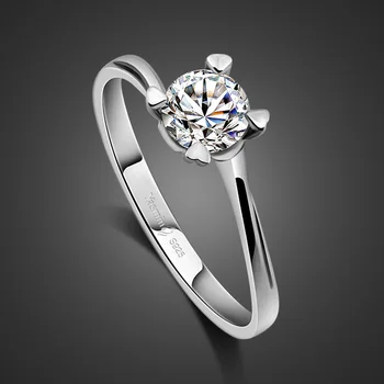 Модно дамско твърдо пръстен от сребро 925 проба, елегантна и ослепително пръстен с 5 цирконами.Чаровна дама пръстен сребърни бижута