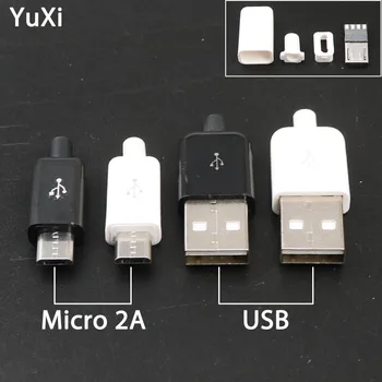 Yuxi 10 бр./лот Micro USB 4Pin Штекерный Конектор САМ заваряване Кабел За Предаване на Данни OTG линеен интерфейс направи си САМ-Кабел за Предаване на данни кабел за зареждане мъжки Аксесоари
