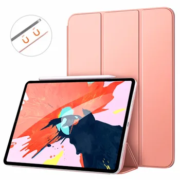Калъф Moko за iPad Pro 12.9 2018 [Dukungan Magnetis Melampirkan Biaya/Pasang] Тънка ПОСТАВКА Ringan SHELL Smart penutup dengan Mag
