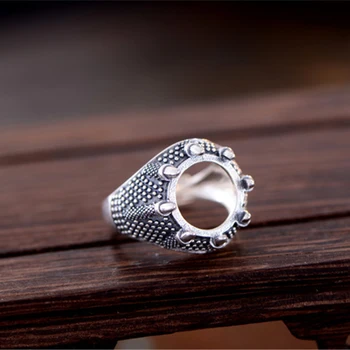 Мъжки пръстен-заготовки (Кръгли заготовки 13x13 мм), Регулируема тайское пръстен от сребро, Уникален дизайн, Пръстен във формата на Нокът, Настройка на R652B