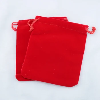 7x9 cm 100 бр./лот, Червени Кадифени Торбички, Малка Сватба Подарък чанта от съвсем малък, Талисмани, Опаковане на Бижута, Сладки Бижута, Чанти