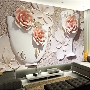 Търговия на едро с 3d розови стенни тапети за дивана фон 3d фотообои 3d стенописи papel de parede хол на открито
