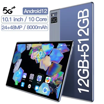 2022 Нов 10.1-инчов таблетен компютър 5G 8GB + 128BG Android 12 на цял екран офис телефон 2-в-1 телефон 8-ядрена двойна карта на GPS + wifi + Bluet