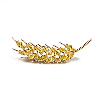LADYCHIC Жълт Цвят Пшенични Ушите Брошки за Жени и Мъже, Мода Прост Дизайн Фабрика Брошка на Жени Висококачествени Бижута LH1012