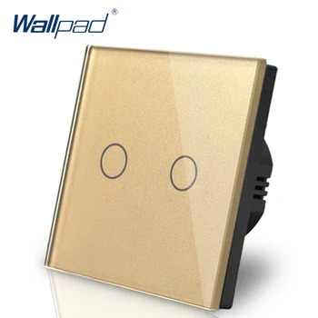 Автоматизация на дома Wallpad ЕС Великобритания Стандартен 110 ~ 220 В Led Златен 2 Банда 1 Начин Сензорен екран Сензор за Включване/Изключване Сензорен Прекъсвач на Светлина с led