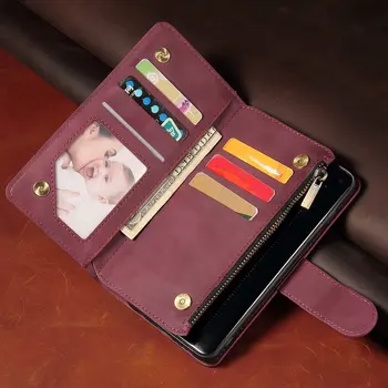 Луксозен Кожен Портфейл За Samsung Galaxy S20 FE 5G Калъф за носене на Чантата На Магнитен Цип за Мобилен Ретро Портфейл флип-надолу Капака Държач За Карти
