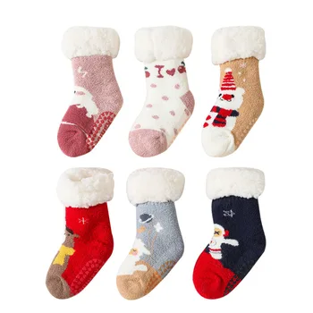Зимни детски Коледни Дебели Чорапи за деца, Мини Дълги Чорапи до коляното за момичета, Удобни чорапи, Детски аксесоари за 0-4 години