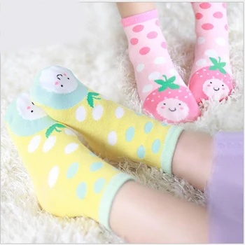 Къси чорапи за новородени малки момичета, Детски Чорапи с лимон/ягоди, Сладки памучни гамаши За новородено, бебешки