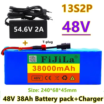 48 38Ah 13S2P 18650 акумулаторна батерия 1000 W батерии с висока мощност 54,6 В 38000 ма електрически велосипед Ebike BMS със зарядно устройство T-plug