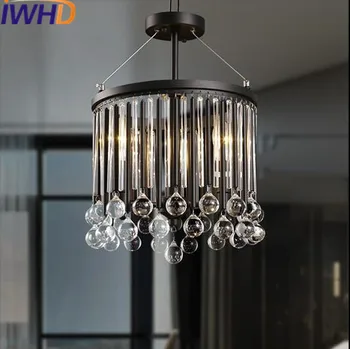 IWHD Crystal Реколта Промишленото Осветление на Окачен Лампа Led Стил Loft Ретро Окачен Лампа Железен Висящ Лампа, Окачена Лампа