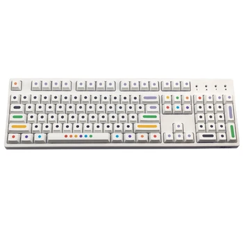 Капачка за ключове PBT Череша профил на 128 комбинации Бял цвят на грах Капачки за комбинации са Подходящи за инсталиране на механична клавиатура (MX Switch)
