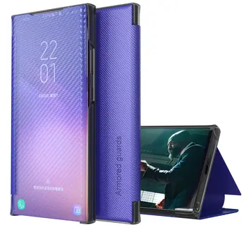 Калъф За Samsung Galaxy A50 Огледално Прозрачни Флип-Надолу Smart Cover-Кожено Поставка Устойчив На Удари Пълен Защитен Калъф За Galaxy A50