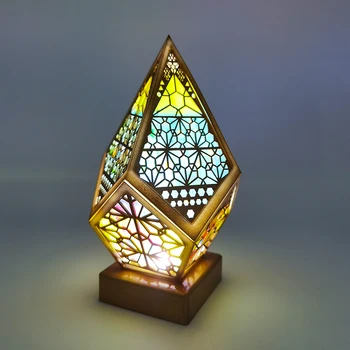 Под лампа Цветна 3D Проектор, Лампа, Нощна Лампа За Хол Дървени Бохемски Лампа за Вътрешно Осветление Декоративно Изкуство, Занаяти
