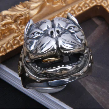 Сега s925 сребро куче процъфтяваща пръстен мъжки ретро тайландски сребърен зодиак куче пръстен език може да прасе