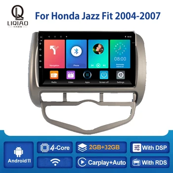 LIQIAO Автомагнитола За Honda Fit (Jazz 2004-2007 RHD Автомобилен Мултимедиен Плейър 2 Din Магнетофон С Разделен Екран Carplay БТ OBD FM